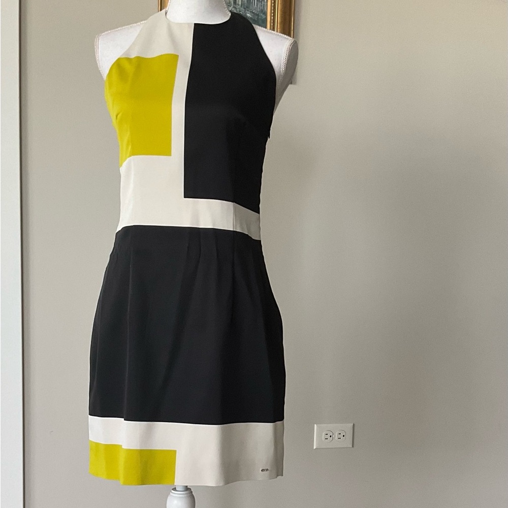 Black and White Halter Sheath Mini Dress